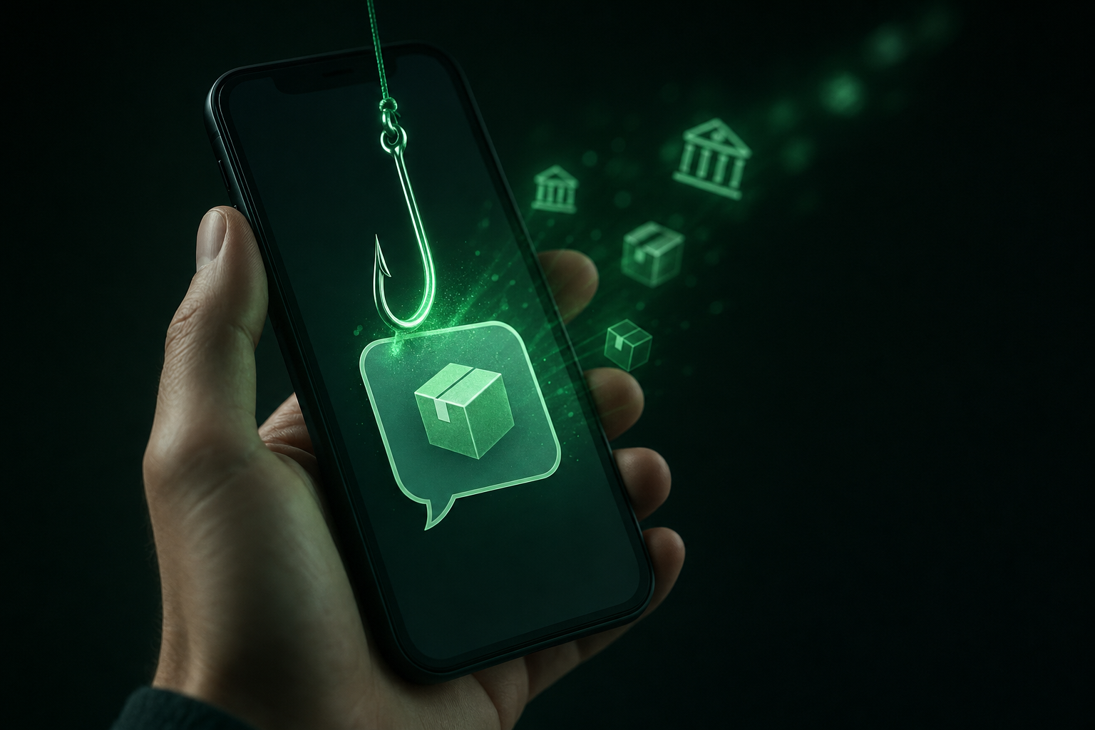 宅配や銀行を装うSMS詐欺のスマートフォン画面